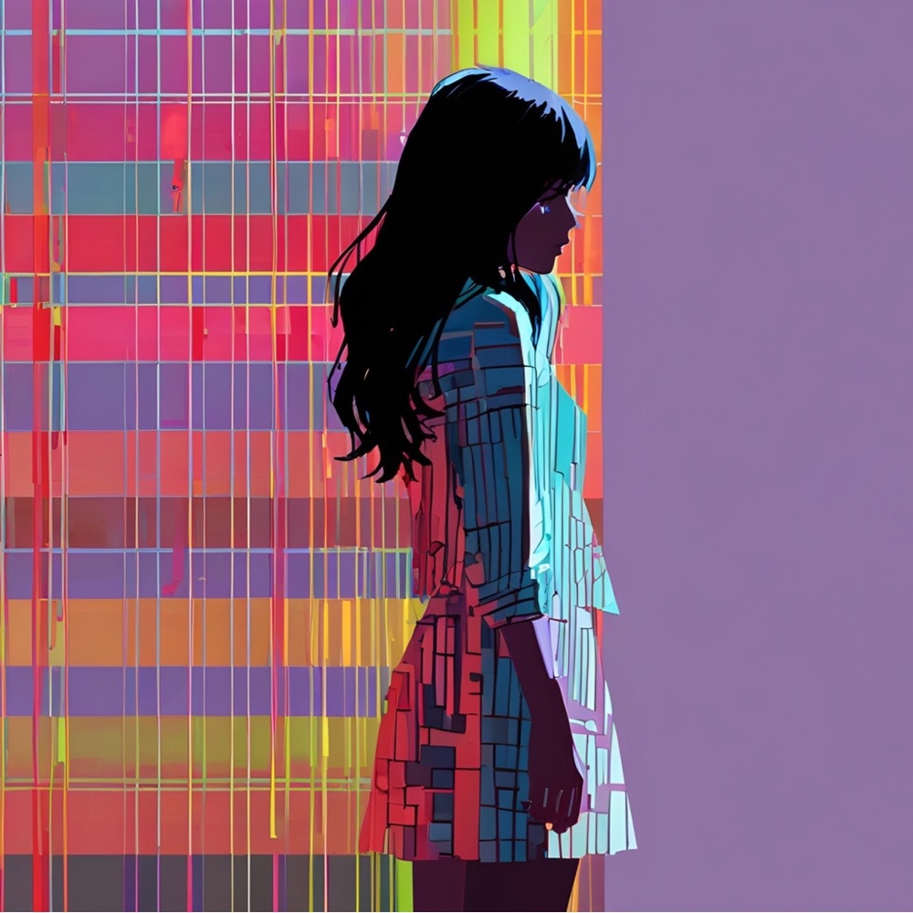 Glitch woman HD metal art print 8 x 12 inches